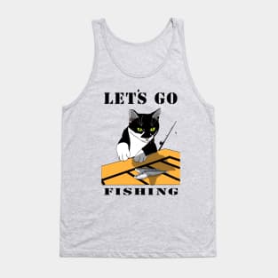 Cute Tuxedo Cat Lets go fishing  Copyright TeAnne Tank Top